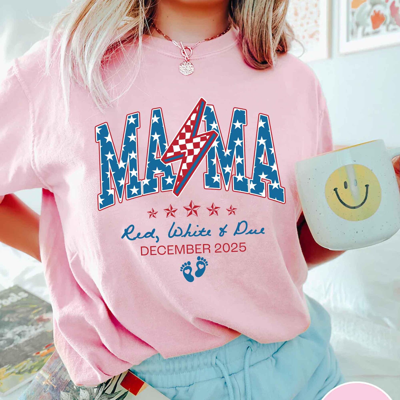 4th of July Pregnancy Announcement Shirt, American Mama, Red White and ...