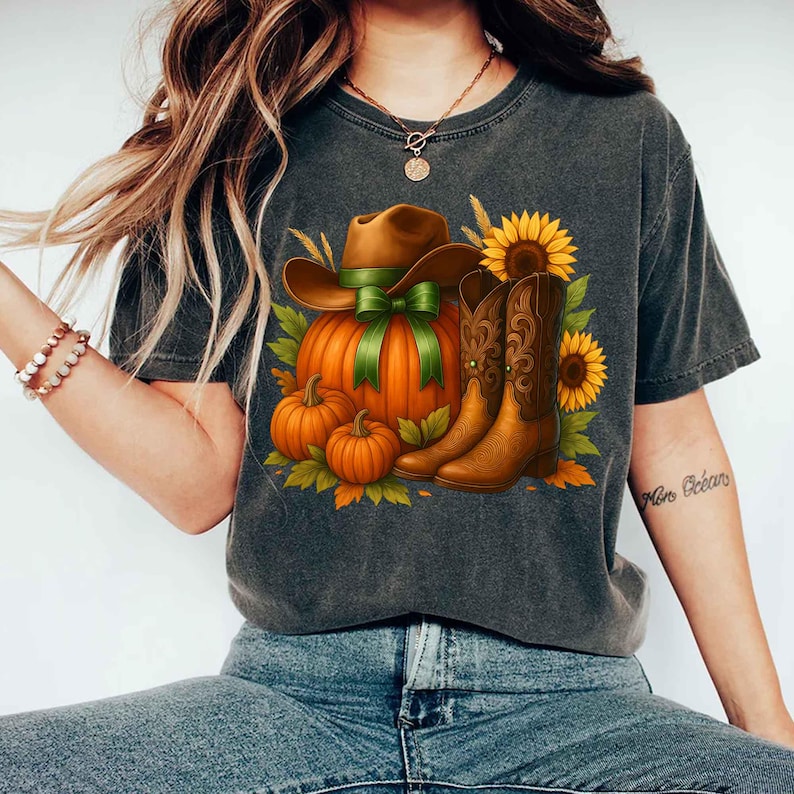 Howdy Pumpkin Shirt, Western Fall Shirt, Fall Coquette Bow T Shirt, Fall Vibes, Fall Sweatshirt, Thanksgiving Gift, Cowgirl Shirt