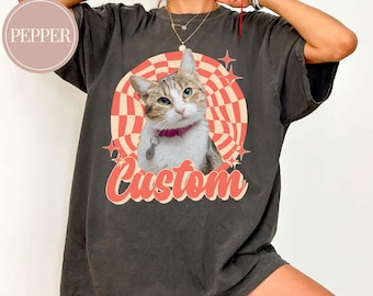 Comfort Colors® Custom Pet Shirt, Personalized Cat Dog Shirt, Custom Pet Portrait Tee, Dog Memorial Remembrance Gift