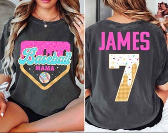 Custom Baseball Drip Mama Shirt, Team Mom T Shirt,Personalized Ice Cream Drip Tee,Mother's Day Gift,With Name & Number Jersey Mom Tball tee