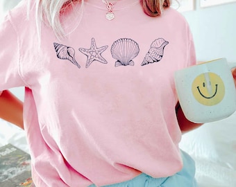 Comfort Colors® SeaShell Shirt, Beach T-Shirt, Summer Woman Shirt, Aesthetic Shirt, Ocean Lover Gift, SeaShell T-Shirt