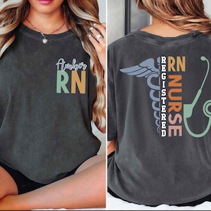 Custom Name Registered Nurse Shirt, Personalized RN Tee, Nurse Graduation Gift, Nursing Student Apparel, Healthcare Worker Customized Gift