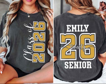 Personalized Senior 2026 Shirt, Custom Class of 26 Graduation Tee, Name Graduation Gift, Senior Party Shirt, 2026 High School Graduate Shirt