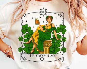 Funny Saint Patrick's Day Shirt, Irish Tee, The Sassy Lass Tarot Card T-shirt, Lucky Shirt, Shamrock T-shirt, Tarot Card, St Paddy Day Gift