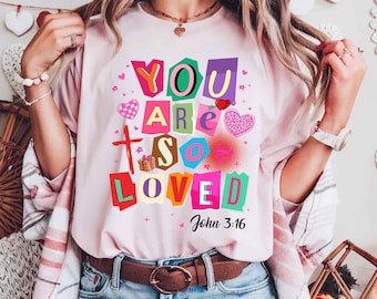 Christian Valentine’s Day Comfort Colors Sweatshirt, John 3:16 Bible Verse Jesus Crewneck, Inspirational Love Religious V-Day Apparel