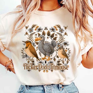 Anti Maga Bird Shirt, Flicker Dodo Titmouse Subtle Fck Trump Shirt, Gift for Democrat, Fck Trump Progressive Liberal Flower Tee, FDT shirt