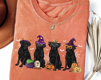 Halloween Black Lab Shirt Fall Labrador Retriever Tshirt Halloween Dog T-Shirt Ghost Dog T Shirt Black Labrador Mom Tee Spooky Lab Mama Gift