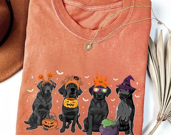 Halloween Black Lab Shirt Fall Labrador Retriever Tshirt Halloween Dog T-Shirt Ghost Dog T Shirt Black Labrador Mom Tee Spooky Lab Mama Gift