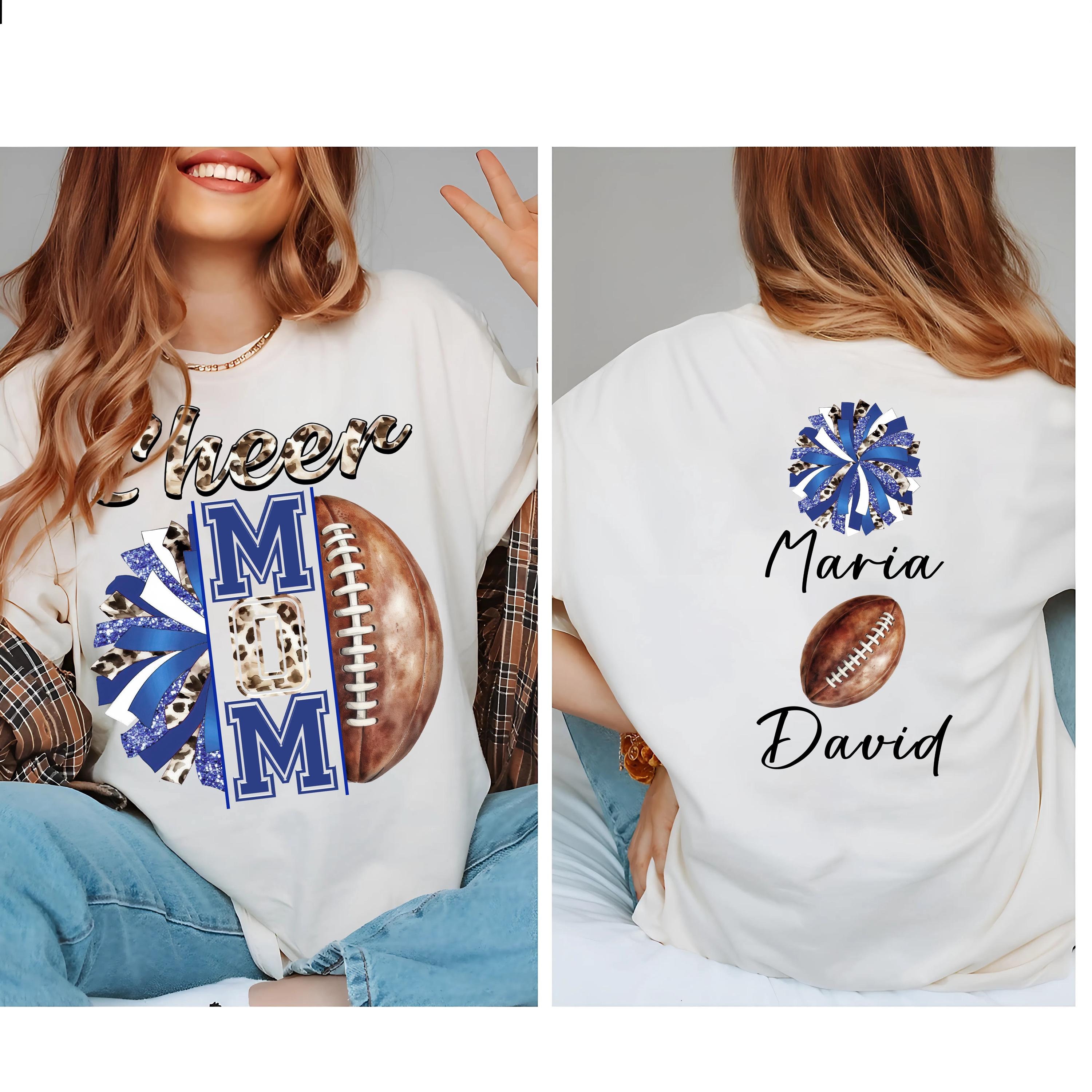 Cheer Football Mom Shirt With Names, Football Cheer Mom Shirt, Football Cheer Mama Shirts, Custom Football Cheer Shirt, Comfort Colors Shirt