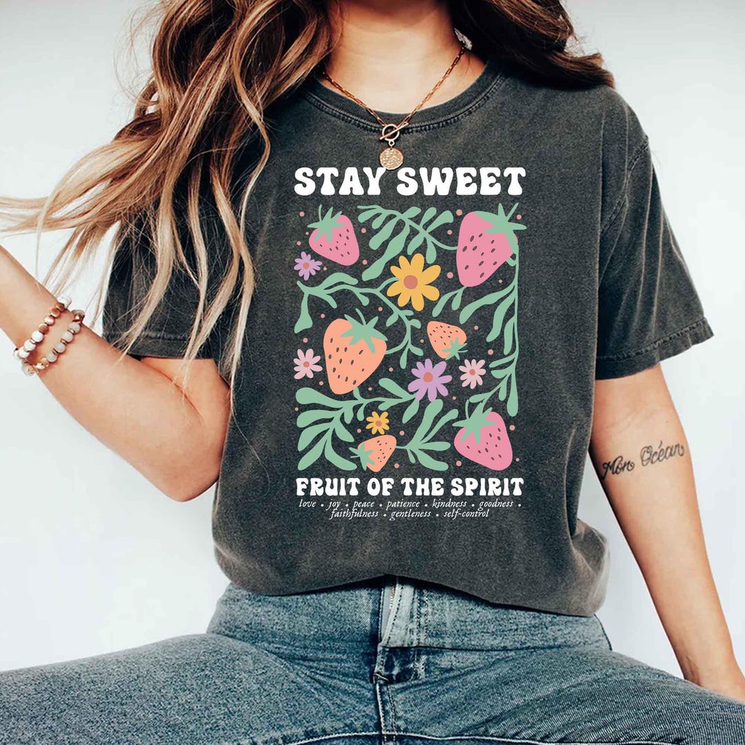 Boho Christian Strawberry Shirt Fruits of the Spirit Bible Verse Shirt ...