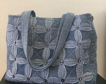 Denim quilted patchwork Handbag