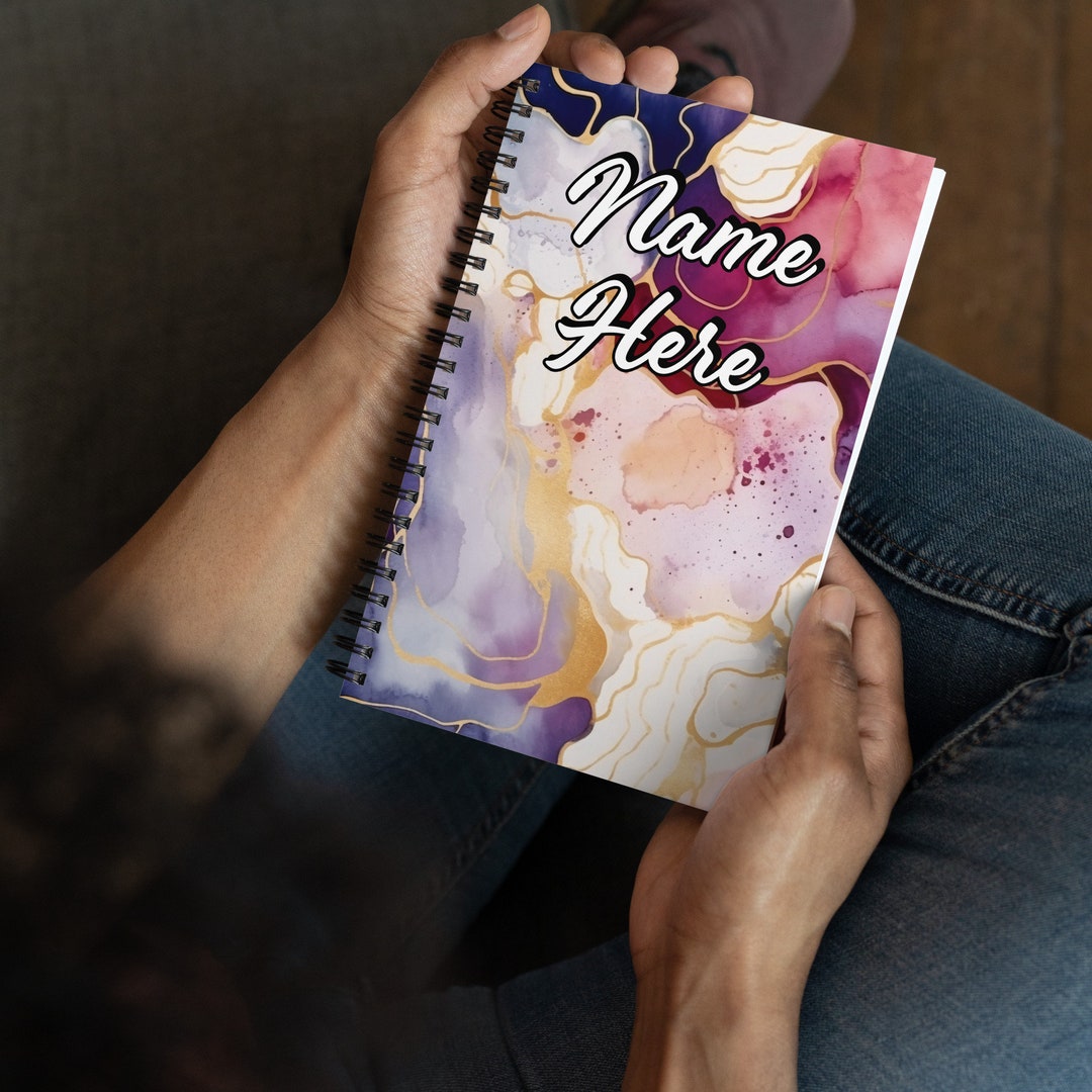 Custom Name Alcohol Ink Notebook, Personalized Ink Art Notebook ...