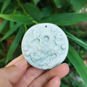 Lucky Jade dragon Pendant, Jadeite Amulet Pendant for Men, dragon Charm Amulet Talisman, FengShui Zodiac Carved Pendant Fengshui Jade Plate