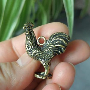 Get 2 pcs Brass rooster Pendant Metal Amulet Magic Attact Love Charm Rare Talisman Money protection Necklaces Women/Girl Feng Shui Fortune