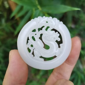 Exquisite Jade dragon Pendant,Jadeite Amulet Pendant for Men,dragon Charm Amulet Talisman,FengShui Zodiac Carved Pendant Fengshui Jade Plate