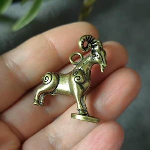 Set of 2 Brass sheep Pendant Metal Amulet Magic Attact Love Charm Rare Talisman Money protection Necklaces for Women/Girl Feng Shui Fortune