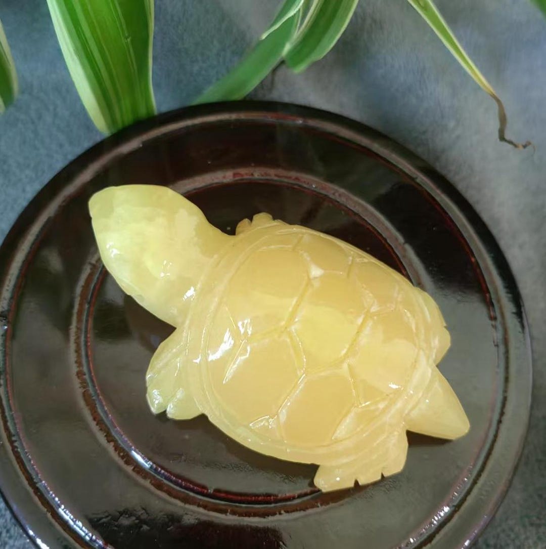 Yellow Jade Turtle Statue, Crystal Carving Feng Shui Decor - Etsy