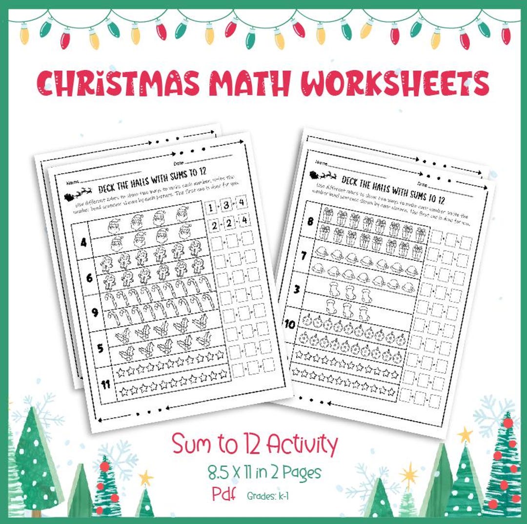 Christmas Math Worksheets Fun Holiday Activity for Kids Etsy UK