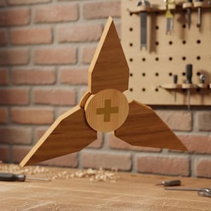 Fidget Spinner de madera estilo Shuriken / Archivo cortado a láser / Ai, Eps, Dxf, SVG, Cdr / Juguete infantil / SVG / Descarga digital