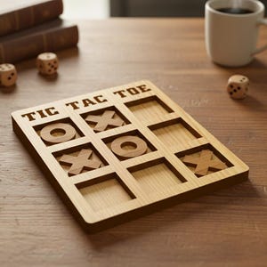 Laser Cut Wooden Tic Tac Toe Pattern: Kids Brain Game (Digital Download)