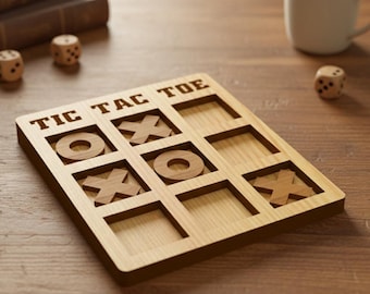 Laser Cut Wooden Tic Tac Toe Pattern: Kids Brain Game (Digital Download)
