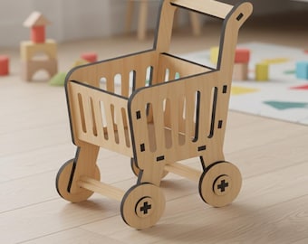 Wooden Toy Shopping Cart| Miniature | Laser Cut Pattern | Svg, Dxf, Eps, Ai, Cdr | Digital Download
