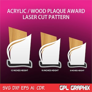 Acryl/Holz Plaque Award - Laser Cut Muster - Ai, Eps, Dxf,Svg & Cdr File