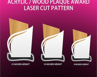 Plantilla SVG para trofeo/placa de madera acrílica cortada con láser / Archivo de corte para grabado láser / Dxf Ai Eps Cdr
