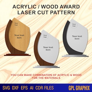 Acrylic/Wood Plaque Award Laser Cut File | Multi-Layer Plaque | Svg, Dxf, Eps, Ai, Cdr | Digital Download