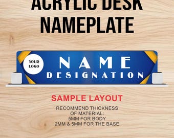 Placa de acrílico para escritorio / Letrero de mesa / SVG, DXF, EPS, AI, CDR / Descarga digital