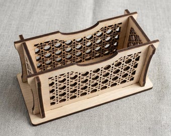 Laser Cut Wooden Calling Card Holder with Decorative Geometric Pattern - Ai, Dxf, Eps, Svg, Cdr -Digital Download