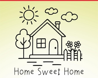 Home Sweet Home-krabbelkunst | Clipart | Silhouet | Ai, Svg, Cdr, Png, Pdf | Digitale download