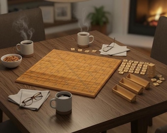 Wooden Scrabble Board with Tiles and Racks | Laser Cut Pattern | Ai, Eps, Dxf, Svg, Cdr | Educational Toy | Strategy Game | Digital Download