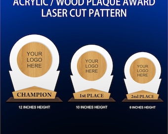 Laser Cut Trophy Award SVG | Acrylic Wood Plaque Template | Champion 1st 2nd Place | Laser Engraving Cut File | Dxf Ai Eps Cdr