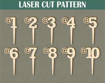 Birthday Cake Topper 1-10 Laser Cut Pattern - Svg, Dxf, Eps, Ai & Cdr File