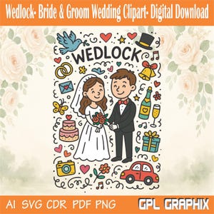 Bruiloft bruid en bruidegom bruiloft clipart-digitale download