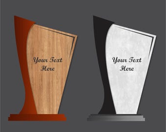 Plantilla SVG para trofeo/placa de madera acrílica cortada con láser / Archivo de corte para grabado láser / Dxf Ai Eps Cdr