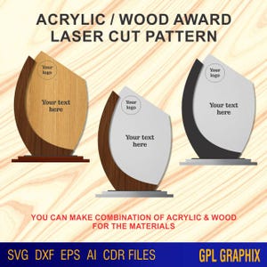 Padrão de prêmio de placa de acrílico/madeira cortado a laser - arquivos AI, EPS, DXF, SVG e CDR