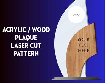 Laser Cut Trophy Award SVG | Acrylic Wood Plaque Template | Laser Engraving Cut File | Dxf Ai Eps Cdr