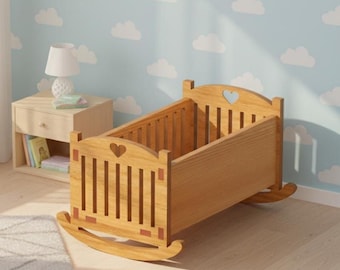 Recuerdo de cuna de madera / Patrón cortado a láser / Ai, Dxf, Eps, Svg, Cdr / Cuna SVG / Descarga digital