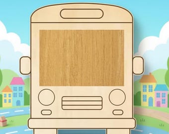 Wooden Bus Shaped Picture Frame | Laser Cut Pattern | Svg, Dxf, Eps, Ai, Cdr | Paint & Coloring | Kids Activity | Digital Download