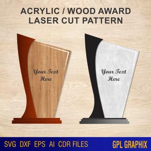 Acryl/houten plaquette Award lasergesneden patroon - AI, Eps, Dxf, Svg & Cdr-bestanden