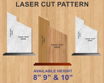 Plantilla SVG para trofeo/placa de madera acrílica cortada con láser / Archivo de corte para grabado láser / Dxf Ai Eps Cdr