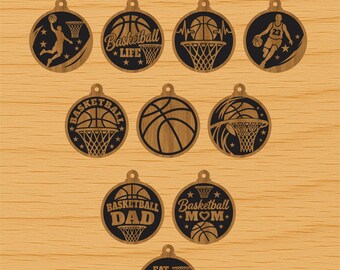 Paquete de archivos SVG para adornos de baloncesto, adornos navideños deportivos, regalos de baloncesto, archivo de corte láser de baloncesto, Dxf, Ai, Eps, Cdr, descarga digital