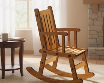 Wooden Rocking Chair | Laser Cut Pattern | Svg, Dxf, Eps, Ai & CDR | Digital Download