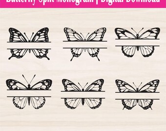 Split Butterfly Monogram | Butterfly Monogram SVG | Ai, Eps, Cdr, Svg, Png | Digital Download