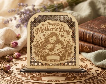 Mother's Day Wooden Plaque (3mm thick)- Ai, Dxf, Eps, Svg, Cdr -Digital