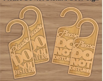 Letrero de puerta "No molestar" SVG / Colgador de puerta cortado con láser / Letrero de madera para hotel u oficina / Decoración para puerta del hogar / Dxf Eps Ai Cdr / Descarga digital