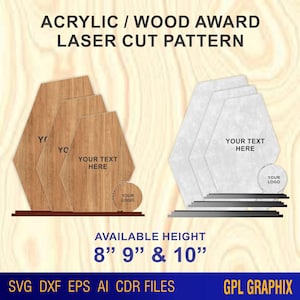 Acryl/houten plaquette Award lasergesneden patroon - AI, Eps, Dxf, Svg & Cdr-bestanden