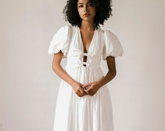 Harper in White - Maxi dress for women,  Long White dress, Cottage Core Dress, Wedding dress, Cotton Maxi dress, Reception wedding dress
